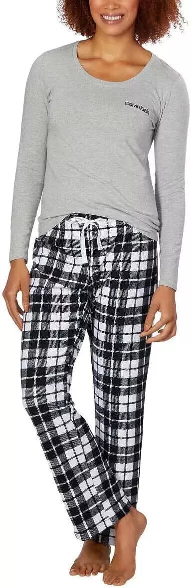 Calvin Klein Women's 2 Piece Fleece Pajama Set – Cozy Lounge Sleepwear