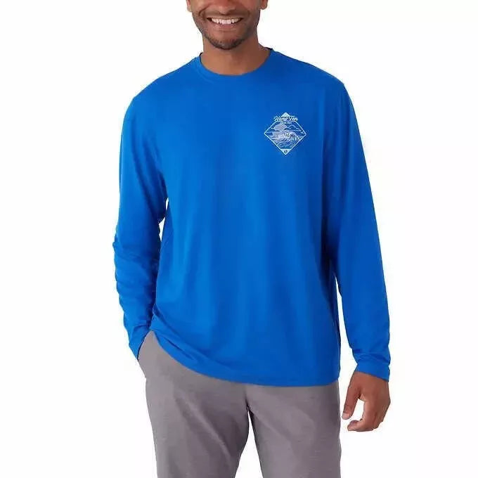 Hang Ten Men's UPF 50+ Long Sleeve Crewneck T-Shirt Sun Protection