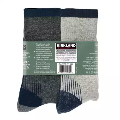 Kirkland Signature Men’s Merino Wool Blend Socks 4-Pack