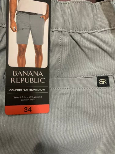 Banana Republic Men's Flat Front Shorts | Slim Fit | Cotton Stretch | Casual Summer Essential