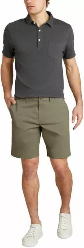 English Laundry Men's Green Flat Front Shorts | Slim Fit | Stretch Cotton | Casual Summer Essential