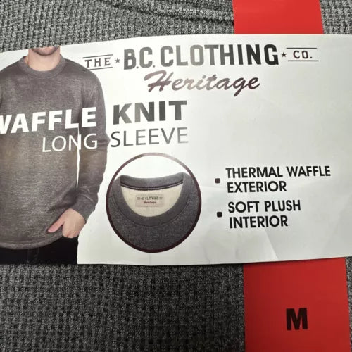 BC Clothing Men's Long Sleeve Waffle Crew | Cozy Thermal Top | Perfect for Layering