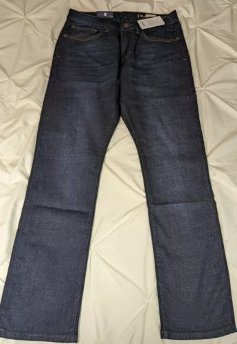 IZOD Men's Dark Blue Jeans - Classic Fit, Stretch Denim, Comfortable Everyday Wear