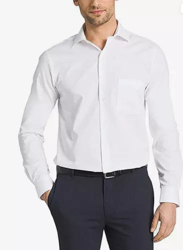 Kirkland Signature Men's White Long Sleeve Dress Shirt - Classic Fit, Versatile Style