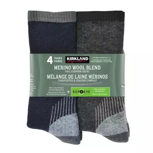 Kirkland Signature Men’s Merino Wool Blend Socks 4-Pack