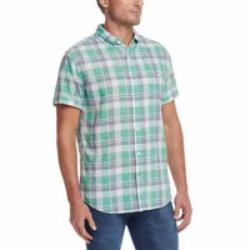 Weatherproof Vintage Men's Linen-Cotton Short Sleeve WoveN- Lightweight, Button-Down