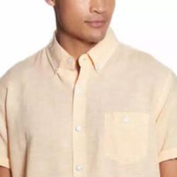 Weatherproof Vintage Men's Linen-Cotton Short Sleeve WoveN- Lightweight, Button-Down