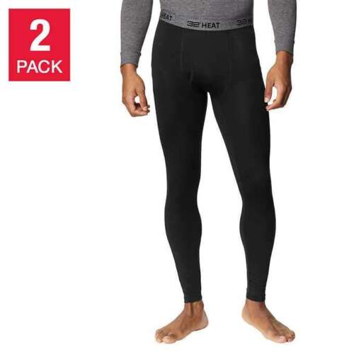 32 Degrees Heat Men's Base Layer Pant 2-Pack with Elastic Band