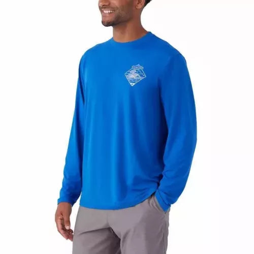 Hang Ten Men's UPF 50+ Long Sleeve Crewneck T-Shirt Sun Protection