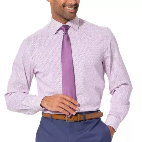 Nick Graham Men's Performance Cotton Dress Shirt with Tie Set | Slim Fit Stretch Button-Down Shirt