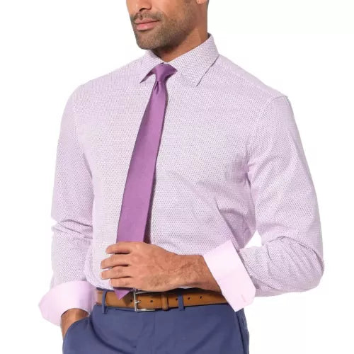 Nick Graham Men's Performance Cotton Dress Shirt with Tie Set | Slim Fit Stretch Button-Down Shirt