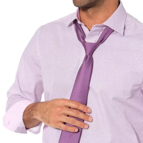 Nick Graham Men's Performance Cotton Dress Shirt with Tie Set | Slim Fit Stretch Button-Down Shirt