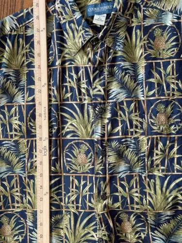 Cooke Street Men's Hawaiian Short Sleeve Button-Down Shirt | Pineapple Leaf Print Camp Shirt