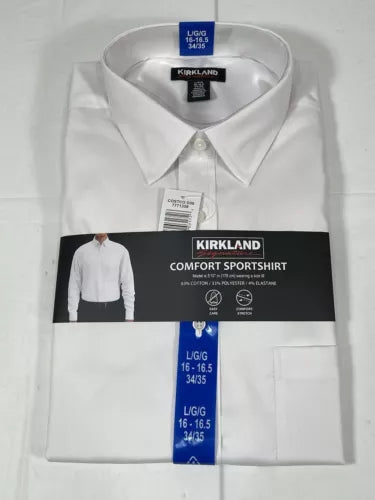 Kirkland Signature Men's White Dress Shirt Long Sleeve