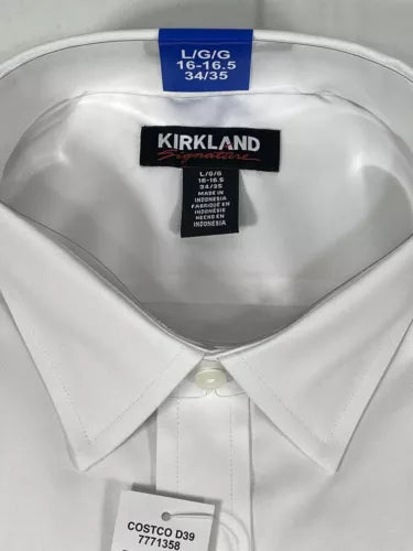 Kirkland Signature Men's White Dress Shirt Long Sleeve