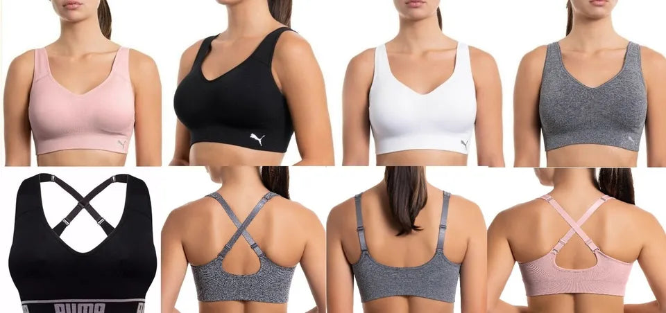 PUMA Women's Seamless Sports Bra 2-Pack - L - Comfortable, Stretchy, Supportive