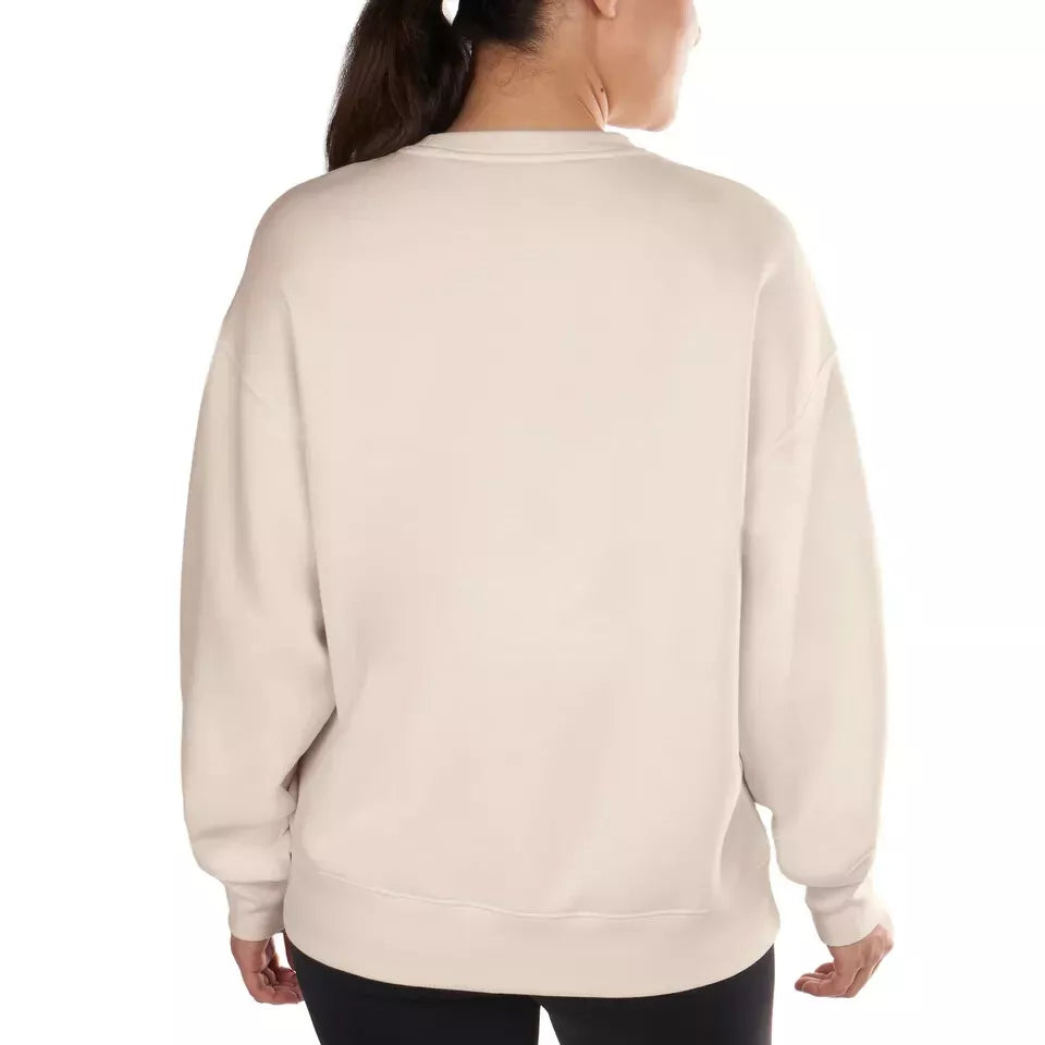 Champion Women's Crew Neck Long Sleeve Logo Sweatshirt - Cream