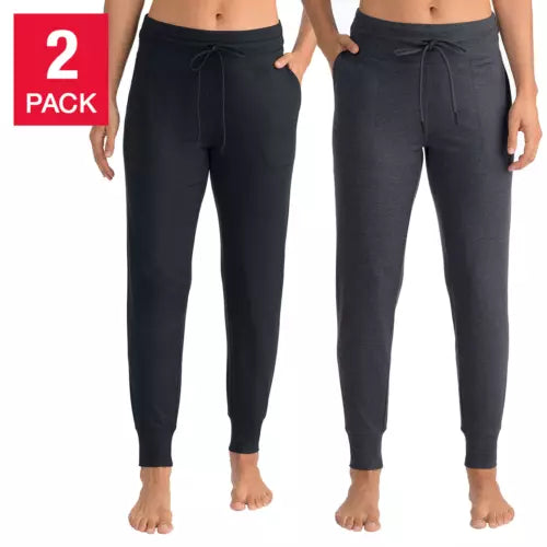 Lole Women's 2-Pack Lounge Jogger Pants, Black/Gray, - Stretchy, Casual, Machine Washable