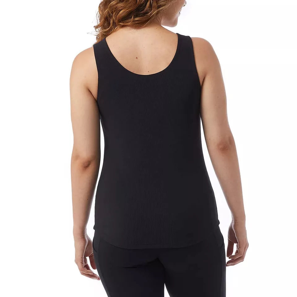 32 Degrees Ladies' Tank Top with Built-In Bra - Soft Textured Ribbed Fabric - Moisture-Wicking, Sleeveless Activewear