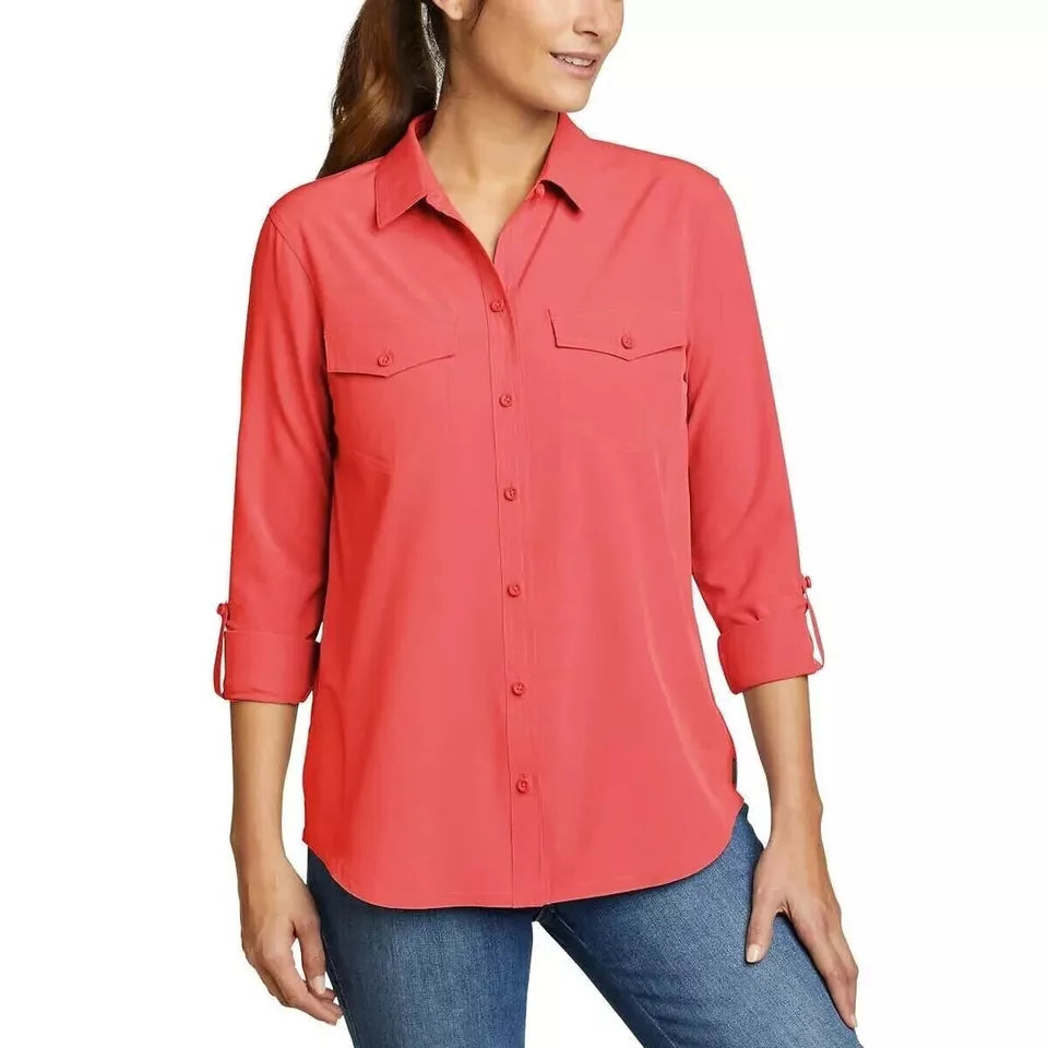 Eddie Bauer Women's Departure Button-Up Long Sleeve Shirt