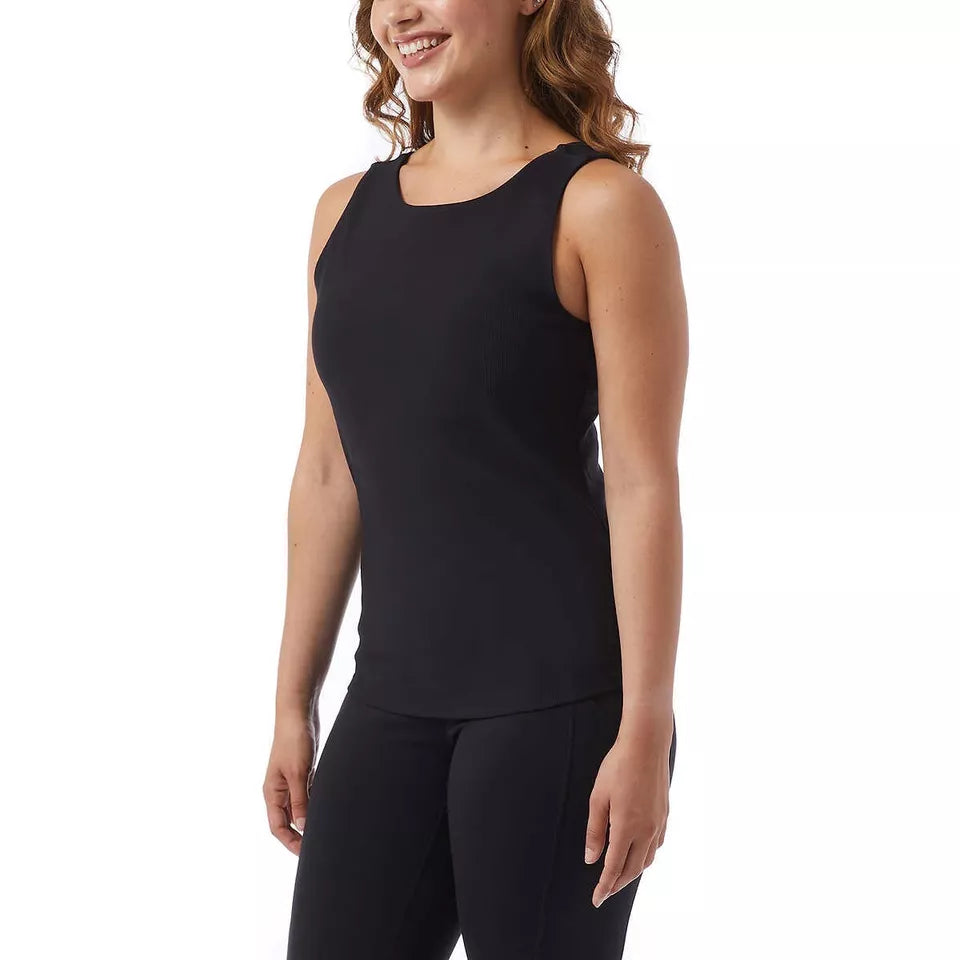 32 Degrees Ladies' Tank Top with Built-In Bra - Soft Textured Ribbed Fabric - Moisture-Wicking, Sleeveless Activewear