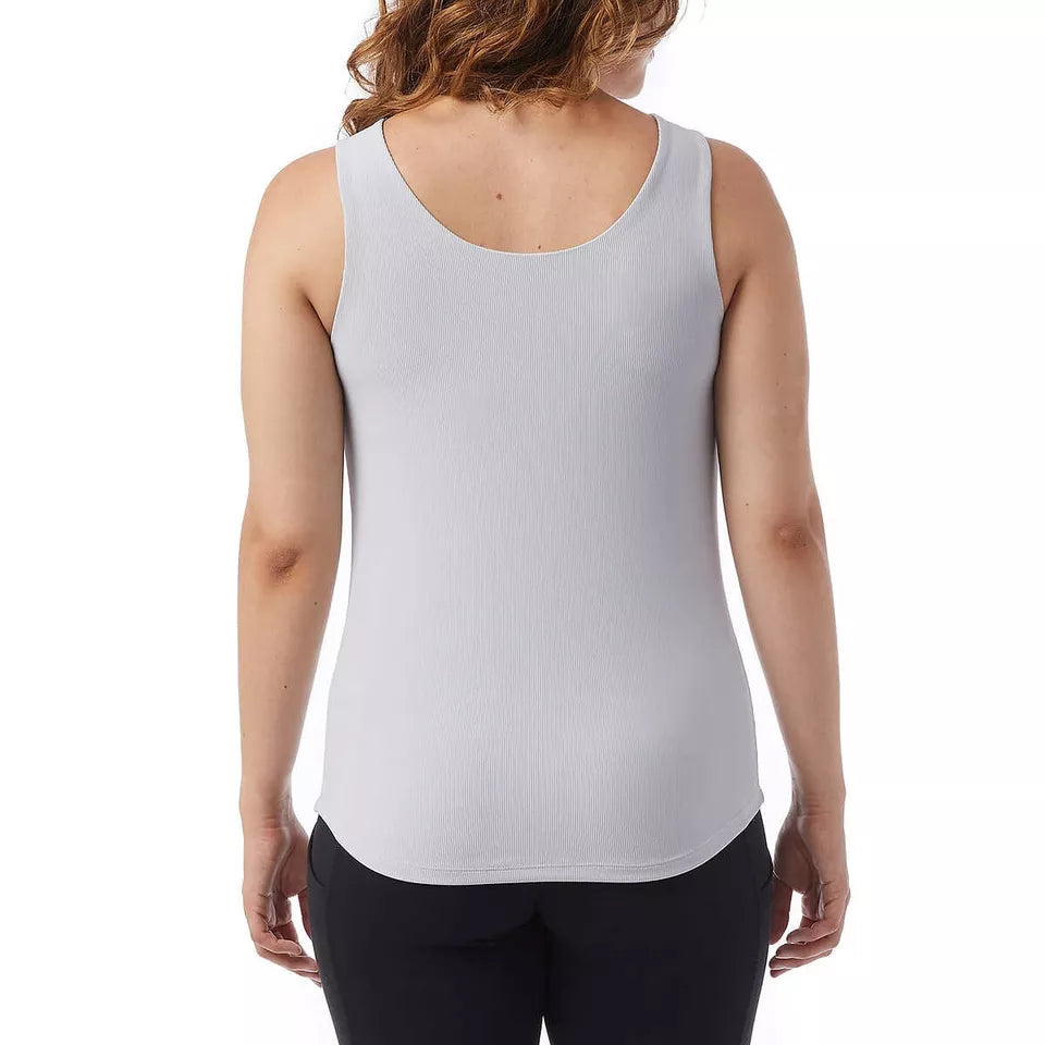 32 Degrees Ladies' Tank Top with Built-In Bra - Soft Textured Ribbed Fabric - Moisture-Wicking, Sleeveless Activewear