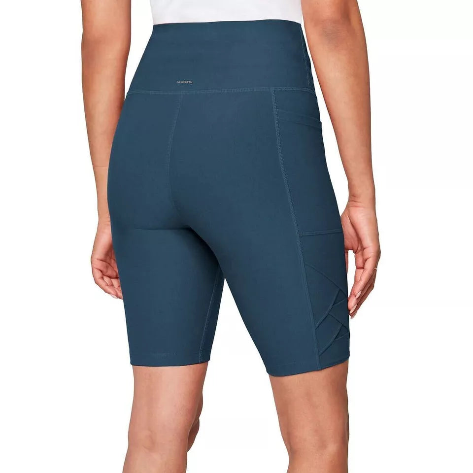 Mondetta Women's High Waist Biker Ribbed Shorts