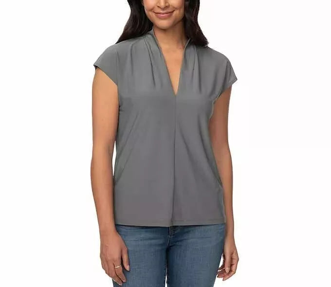 Buffalo David Bitton Ladies' V-Neck Short Sleeve Blouse – XS, S, M, L, XL