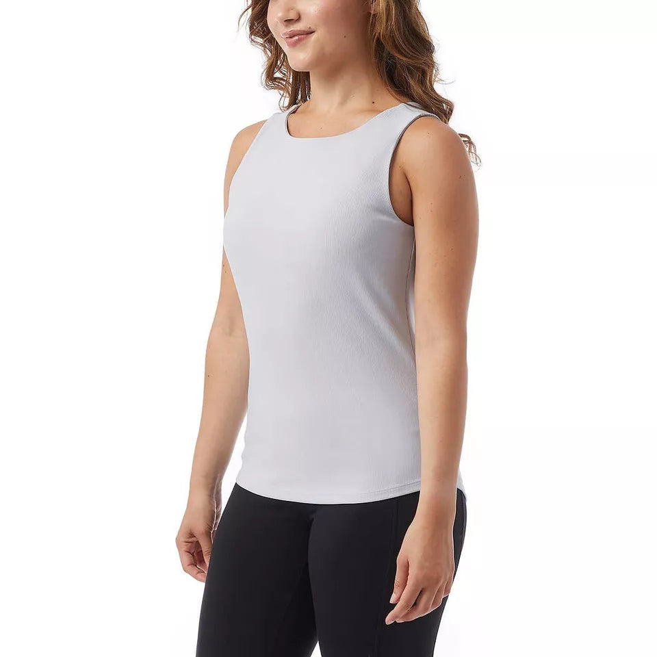 32 Degrees Ladies' Tank Top with Built-In Bra - Soft Textured Ribbed Fabric - Moisture-Wicking, Sleeveless Activewear