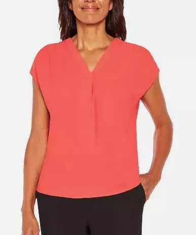 Banana Republic Women's Black Short Sleeve V-Neck Blouse