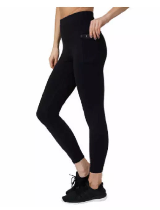 Tuff Women's High Waisted Leggings with Pockets - Black, Size Large