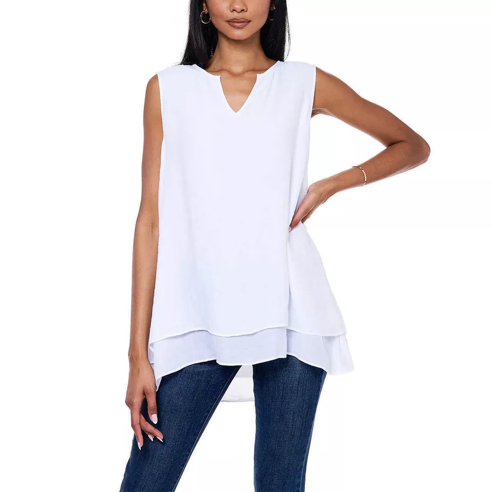 Cristina B Women's Sleeveless Tunic Top – Lightweight Summer Blouse for Casual and Work Wear