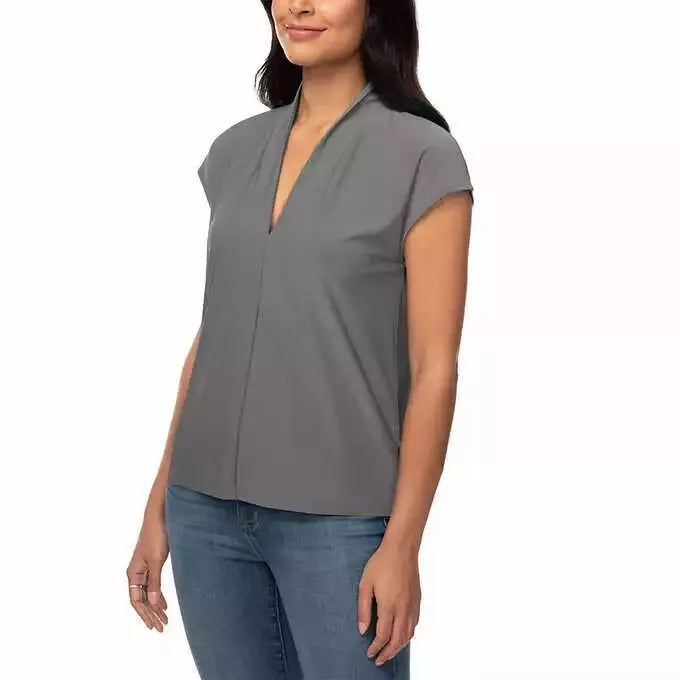 Buffalo David Bitton Ladies' V-Neck Short Sleeve Blouse – XS, S, M, L, XL