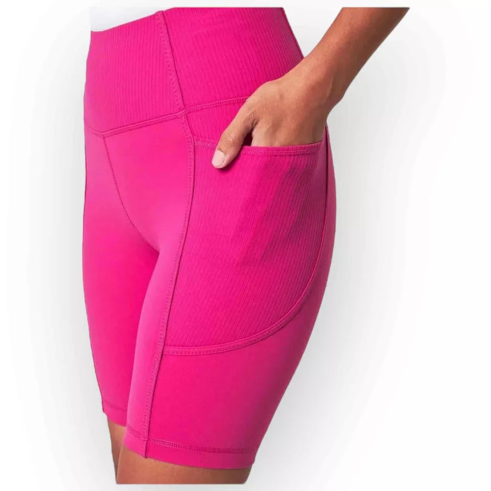 Mondetta Women's High Waist Biker Ribbed Shorts