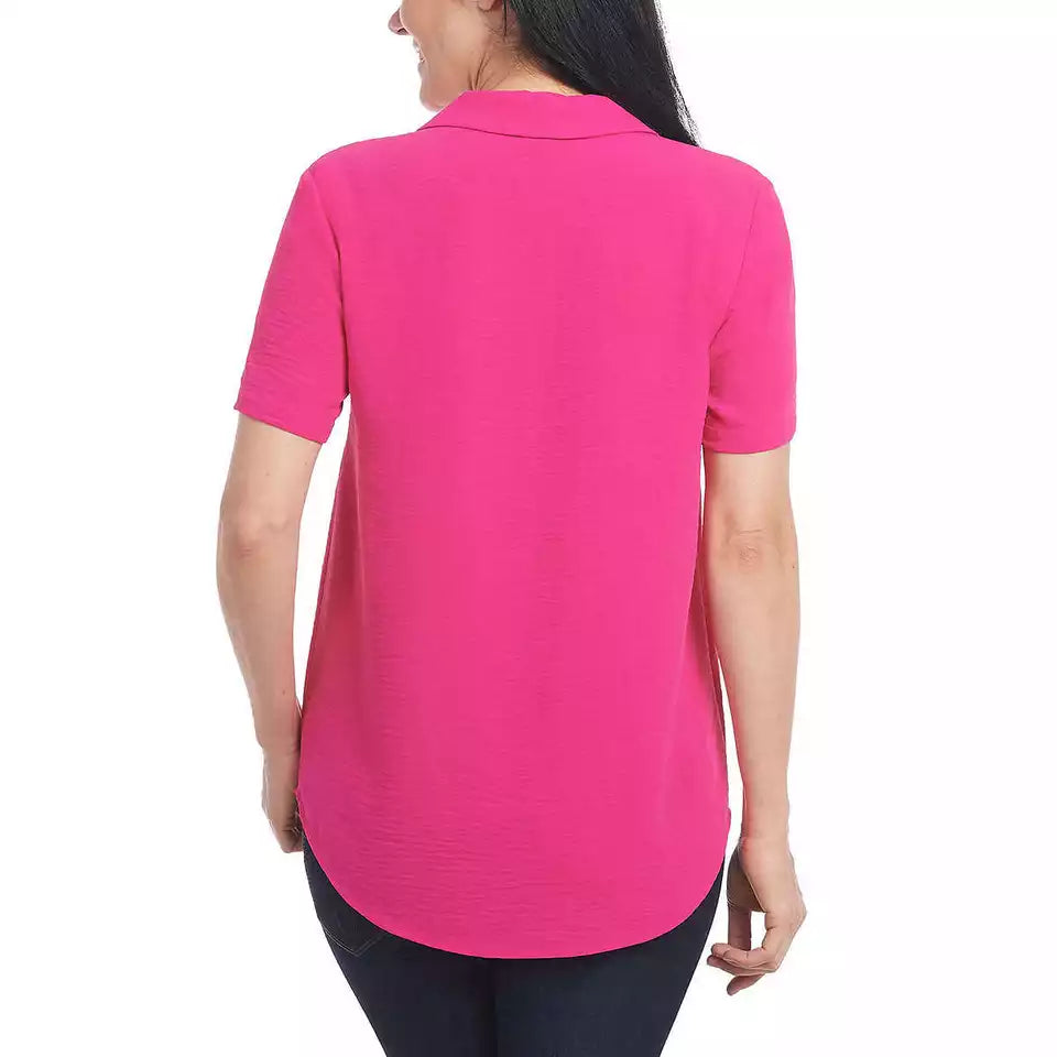 Hilary Radley Ladies' Short Sleeve V-Neck Blouse - Stylish & Comfortable Everyday Wear