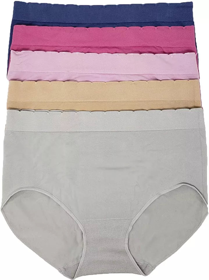 Carole Hochman Women’s Seamless Full Coverage Briefs - 4 or 5 Pack - Stay in Place Size L