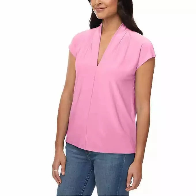 Buffalo David Bitton Ladies' V-Neck Short Sleeve Blouse – XS, S, M, L, XL