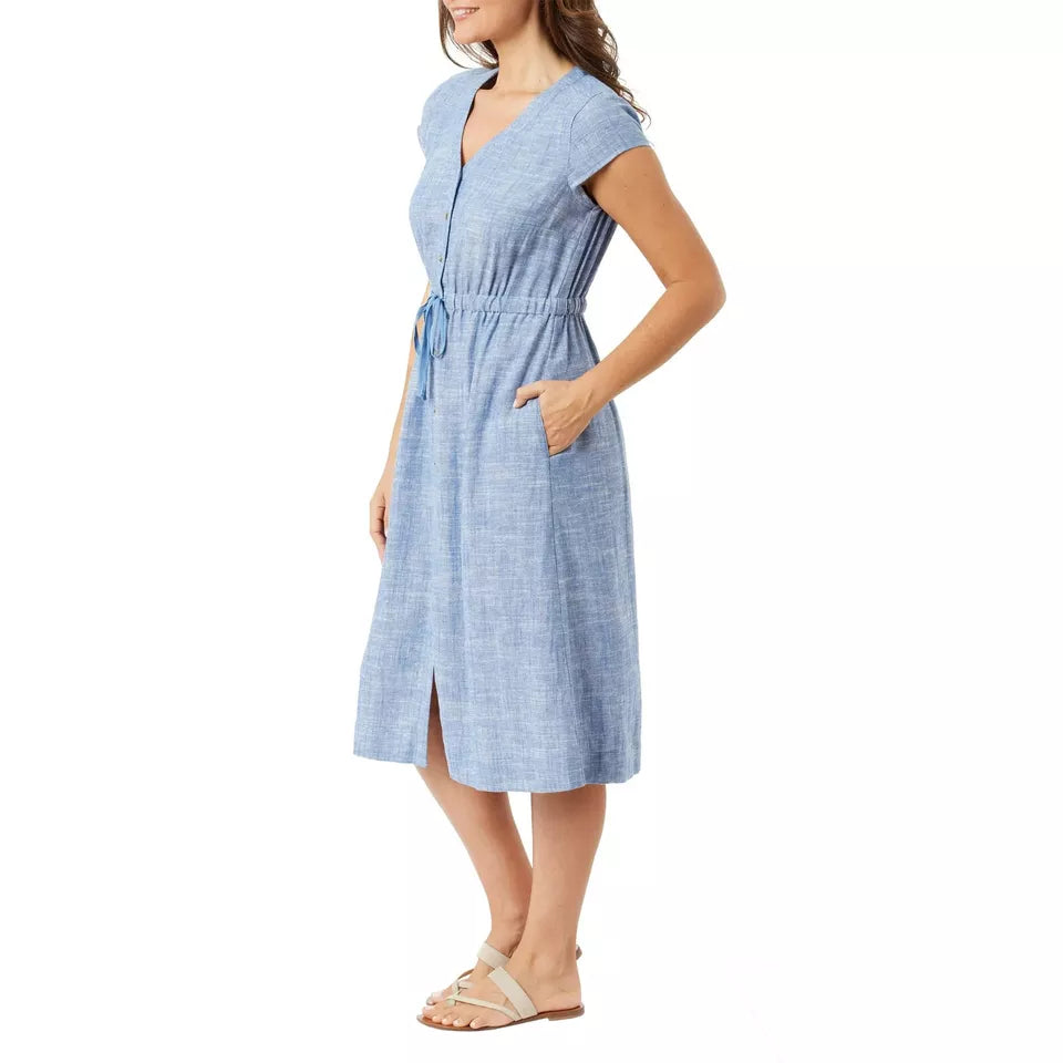 Briggs Women's A-Line Button-Front Dress with Side Pockets