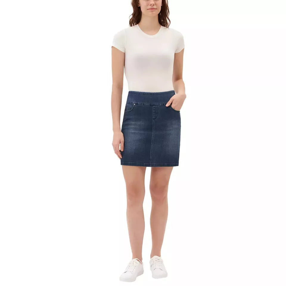 SC & Co Ladies' High-Rise Stretch Denim Skort - Casual Pull-On Design