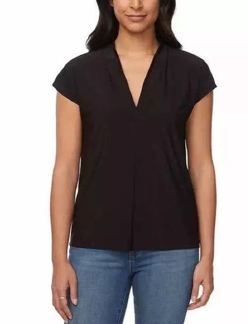 Buffalo David Bitton Ladies' V-Neck Short Sleeve Blouse – XS, S, M, L, XL