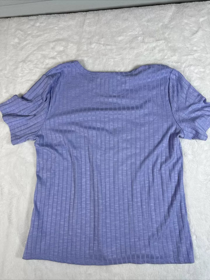 Vintage America Women's Crew Neck Slub Ribbed Tee - Casual Ribbed Knit Top