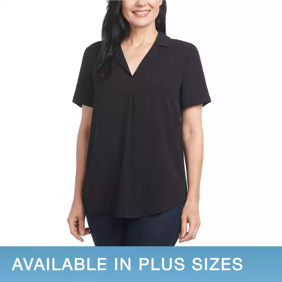 Hilary Radley Ladies' Short Sleeve V-Neck Blouse - Stylish & Comfortable Everyday Wear